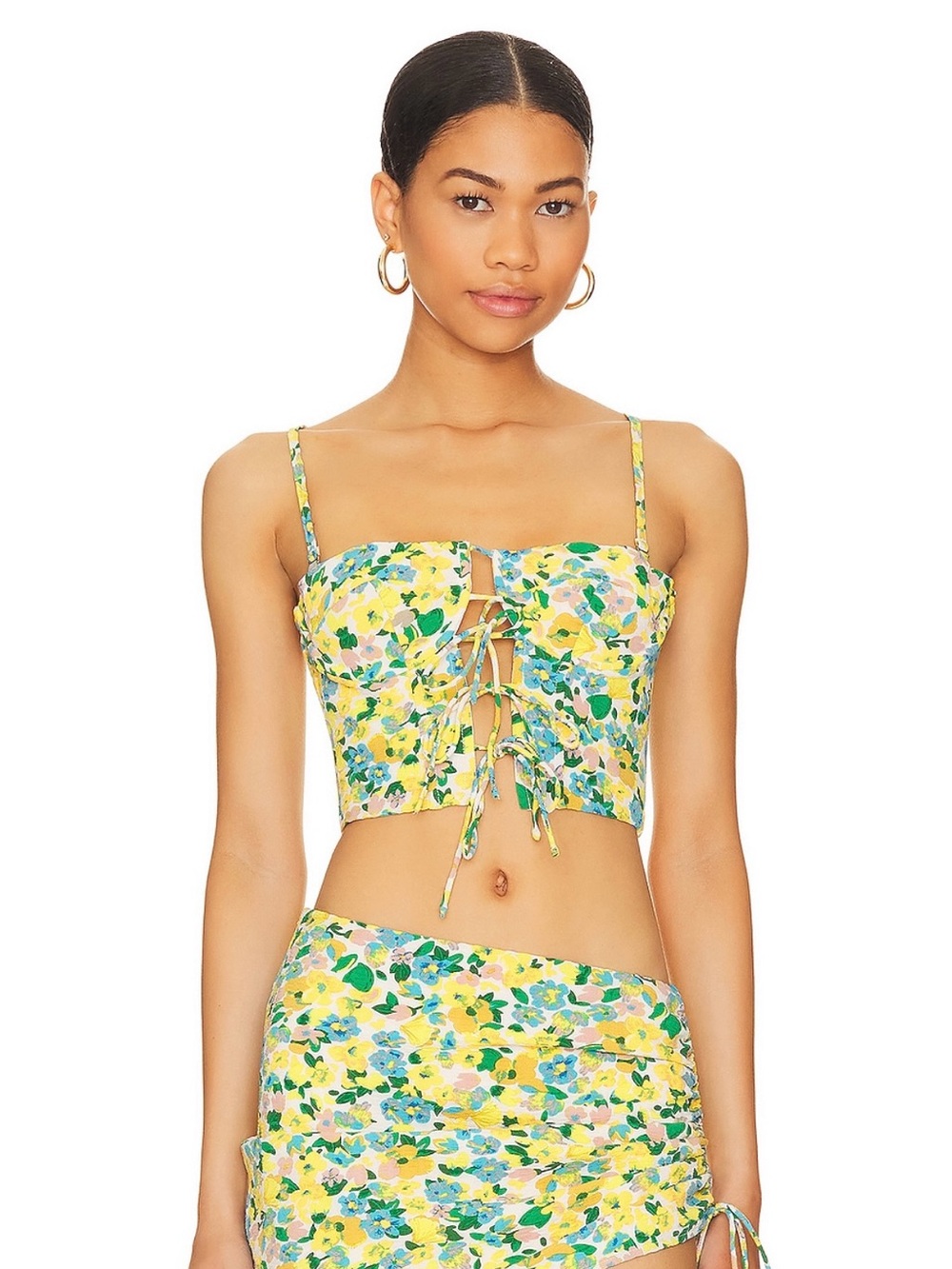 superdown floral corset crop top